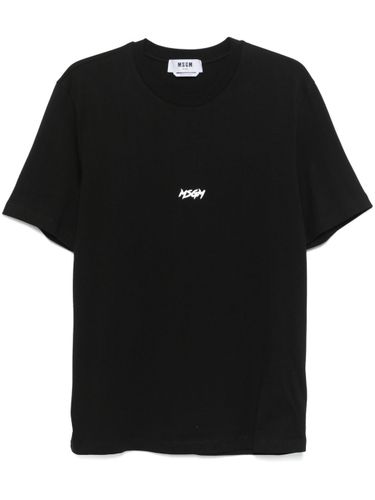 MSGM Cotton T-Shirt With Logo - MSGM - Modalova