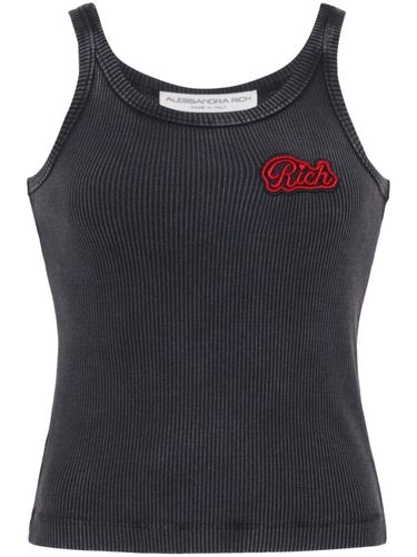 Logo Ribbed Cotton Tank Top - ALESSANDRA RICH - Modalova