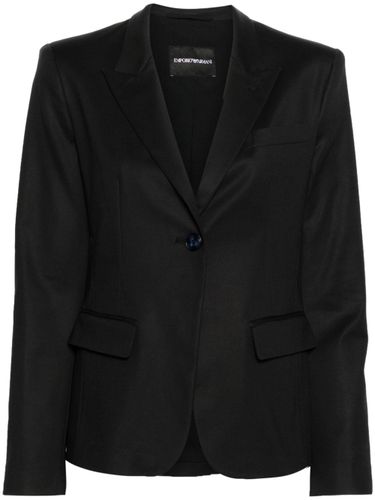 Cotton Blend Single-Breasted Blazer - Emporio Armani - Modalova