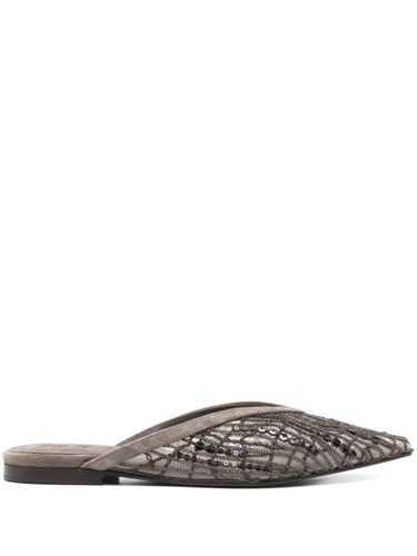 Abstract Embroidered Suede Slingback Ballet Flats - Brunello Cucinelli - Modalova