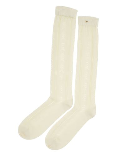 Valentino V Gold Cotton Socks - Valentino - Modalova