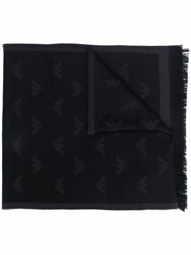 Allover Logo Wool Scarf - Emporio Armani - Modalova