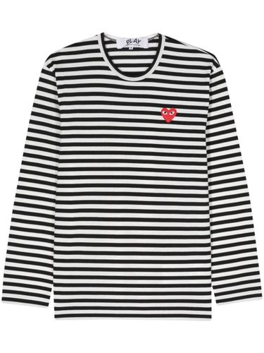 Red Heart Striped T-Shirt - COMME DES GARÇONS PLAY - Modalova