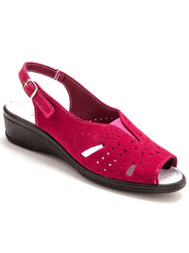 Sandales cuir velours grande largeur - Pédiconfort - Modalova