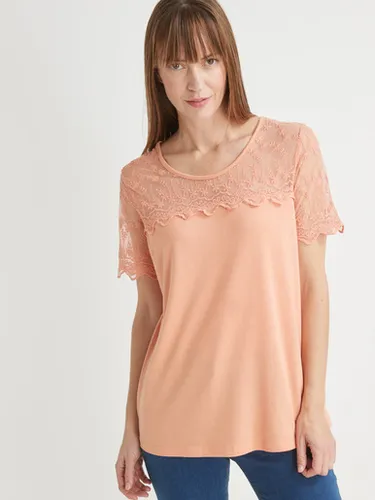 Tee-shirt raffiné, avec résille brodée - Daxon - Modalova
