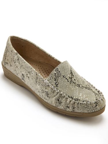 Mocassins cuir imprimé grande largeur - Pédiconfort - Modalova