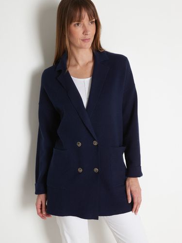 Veste longue croisée en maille milano - Daxon - Modalova