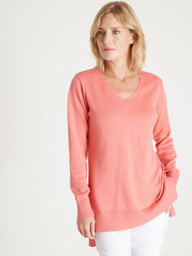 Pull tunique maille fine col V - Daxon - Modalova