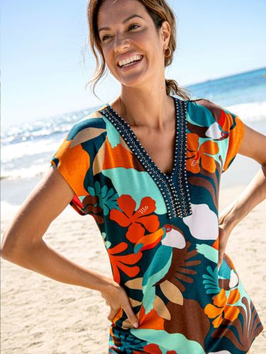 Tee-shirt perles fantaisie maille fluide - Daxon - Modalova