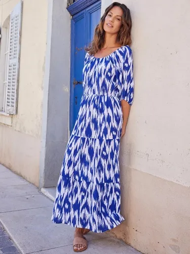 Robe longue à volants en crêpe fluide - Daxon - Modalova