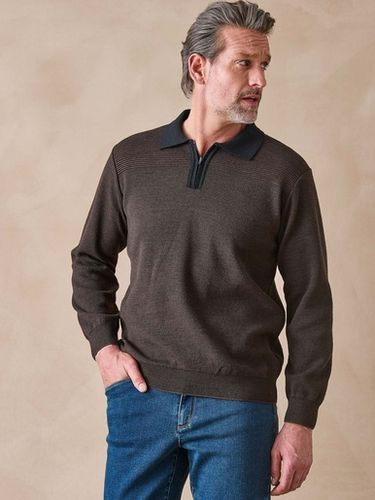 Pull col polo zippé avec laine - Daxon - Modalova