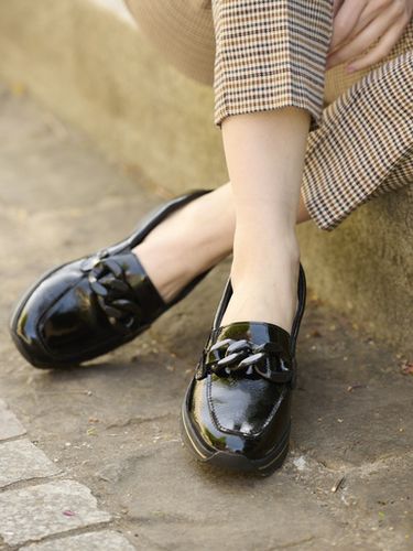 Mocassins cuir large chaînette fantaisie - Pédiconfort - Modalova
