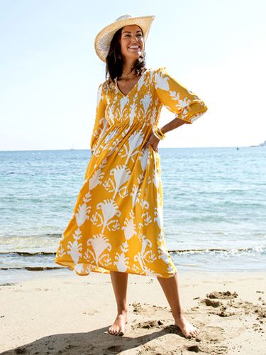 Robe longue à smocks - Daxon - Modalova