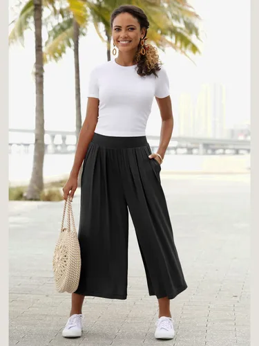 Pantalon en tissu avec large ceinture élastique - LASCANA - Modalova
