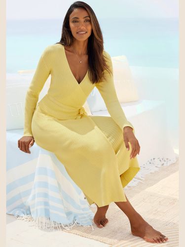 Robe longue cache-cœur en tricot - LASCANA - Modalova