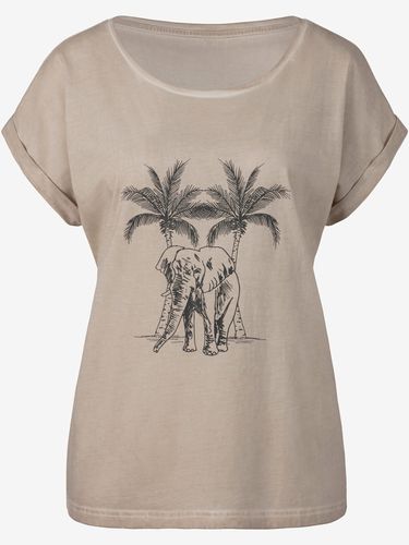 T-shirt imprimé devant avec éléphant et palmiers - Vivance - Modalova