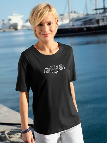 T-shirt manches courtes col rond imprimé coquillages - Helline - Modalova