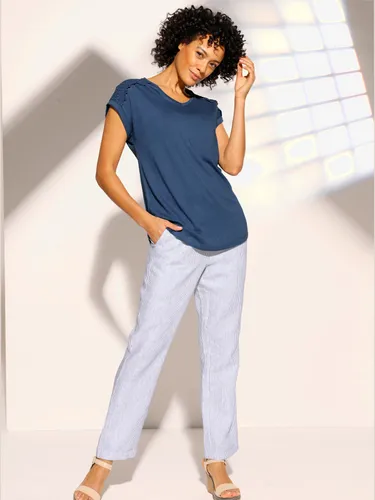 T-shirt en v mélange viscose-lin estival - CREATION L PREMIUM - Modalova