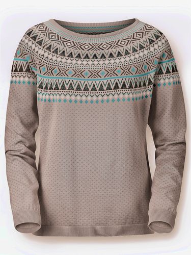 Pull motif jacquard norvégien col rond manches raglan - - Helline - Modalova