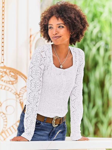 T-shirt à manches longues superbe empiècement en dentelle - Linea Tesini - Modalova
