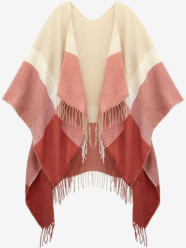 Poncho en tricot poncho moelleux avec détails contrastés et franges en matière douce - - LASCANA - Modalova