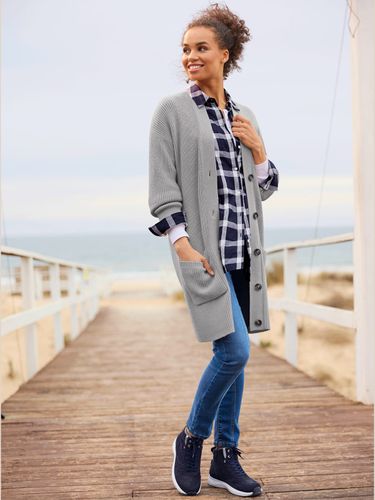 Veste longue en tricot 2 poches plaquées - Best Connection - Modalova