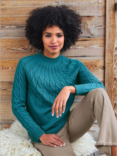 Pull à col montant motif torsadé affinant - Linea Tesini - Modalova