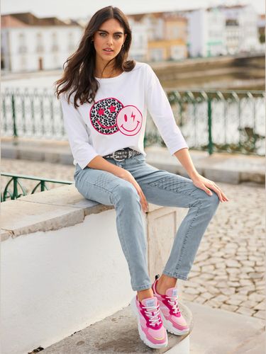 T-shirt à manches 3/4 joli imprimé devant - Mandarin - Modalova