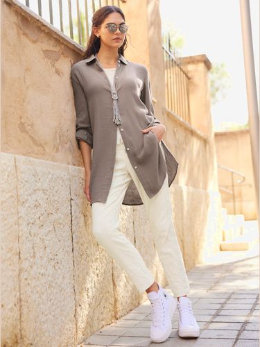 Chemisier en coton pur coton - Mandarin - Modalova