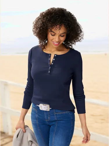T-shirt à manches longues encolure avec patte de boutonnage - Best Connection - Modalova