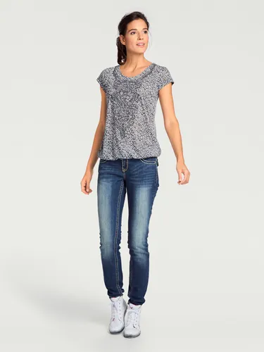 T-shirt à manches courtes qualité dévoré, imprimé effet ton sur ton - Linea Tesini - Modalova