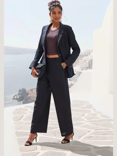 Pantalon en lin ceinture lisse devant, élastique au dos - Buffalo - Modalova