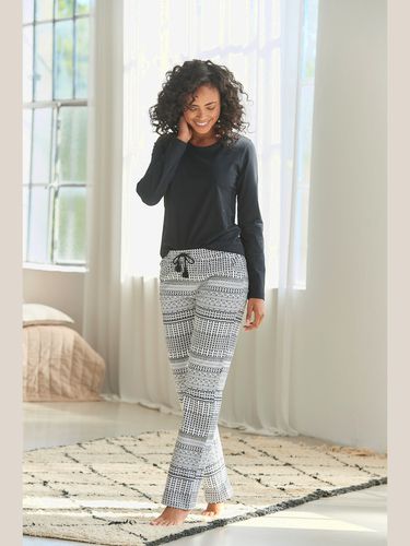 Pyjama avec haut uni et pantalon à motifs - Vivance Dreams - Modalova