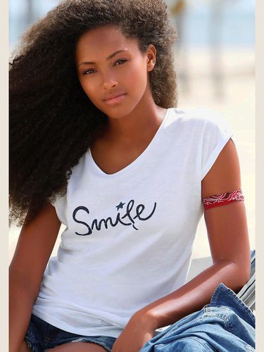 T-shirt imprimé « smile » tendance devant - Beachtime - Modalova