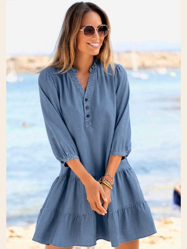 Robe en jean avec manches 3/4 - - LASCANA - Modalova