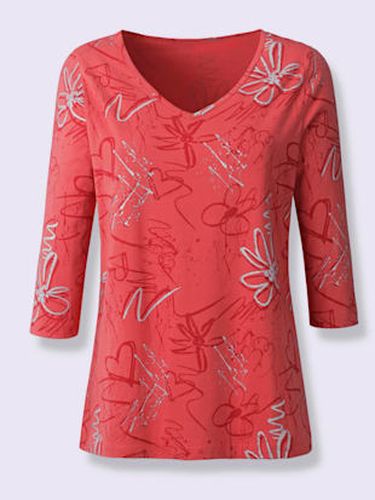 T-shirt imprimé en coton encolure en v manches 3/4 - Witt - Modalova