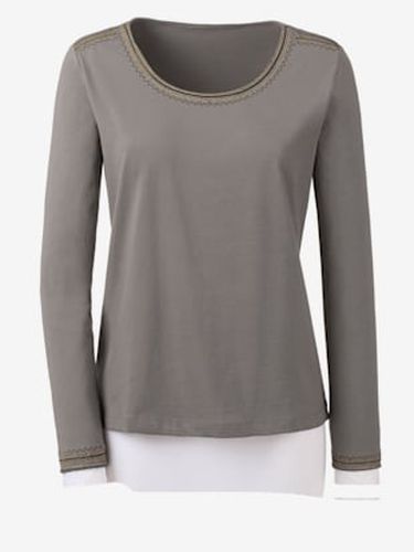 T-shirt brodé mélange coton-modal col rond manches longues - Witt - Modalova