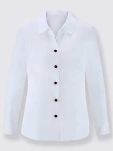 Chemisier coupe classique col chemise manches longues avec boutons contrastés - Helline - Modalova