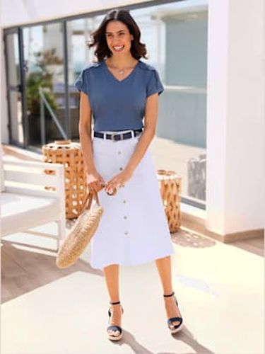 T-shirt en v dentelle crochetée fantaisie aux épaules - Witt - Modalova