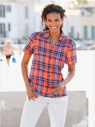 Chemisier à carreaux pure viscose - Collection L - Modalova