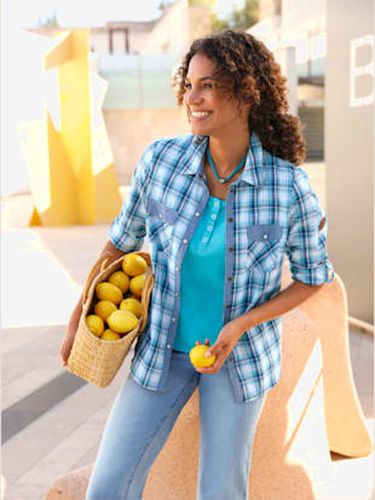 Chemisier à carreaux 50% coton - Collection L - Modalova