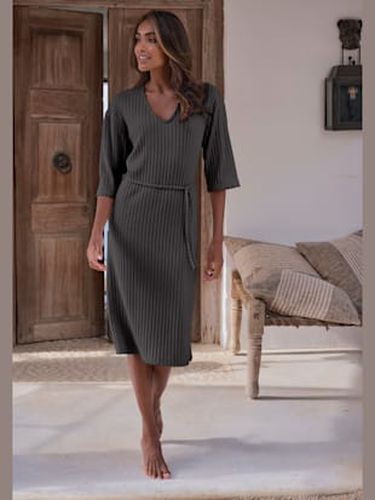 Robe en matière sweat robe longue côtelée avec encolure en v - - - LASCANA - Modalova