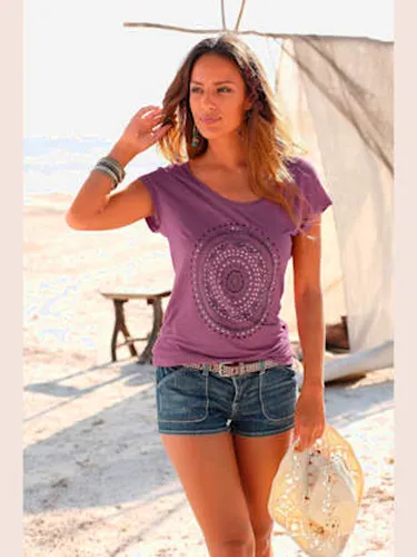 T-shirt de plage t-shirt avec imprimé tendance devant - LASCANA - Modalova