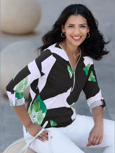 T-shirt en v encolure avec glissière - Witt - Modalova