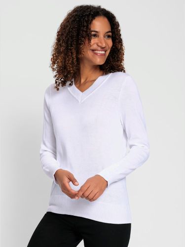 Pull à encolure en v pur coton - Collection L - Modalova