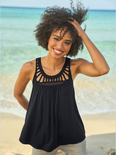 Débardeur dentelle crochetée à l'encolure ronde - Linea Tesini - Modalova