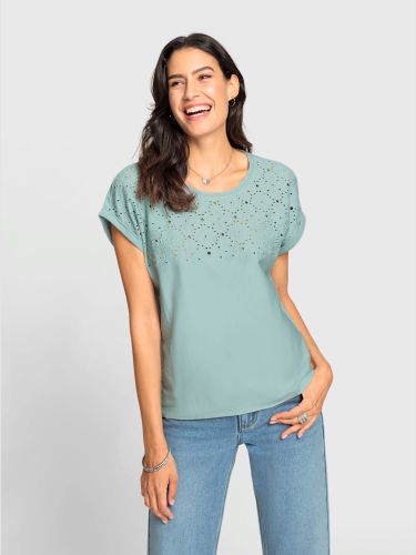 T-shirt à encolure ronde broderie ajourée - Witt - Modalova