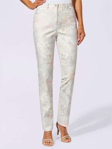 Pantalon slim jacquard motifs fleurs - Fair Lady - Modalova