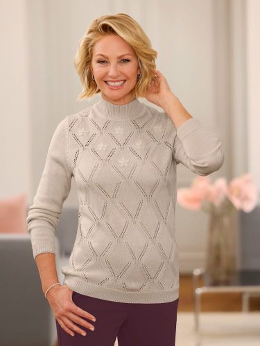 Pull à col montant broderie florale - Witt - Modalova