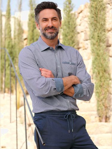 Chemise à manches longues coutures contrastées - Catamaran - Modalova